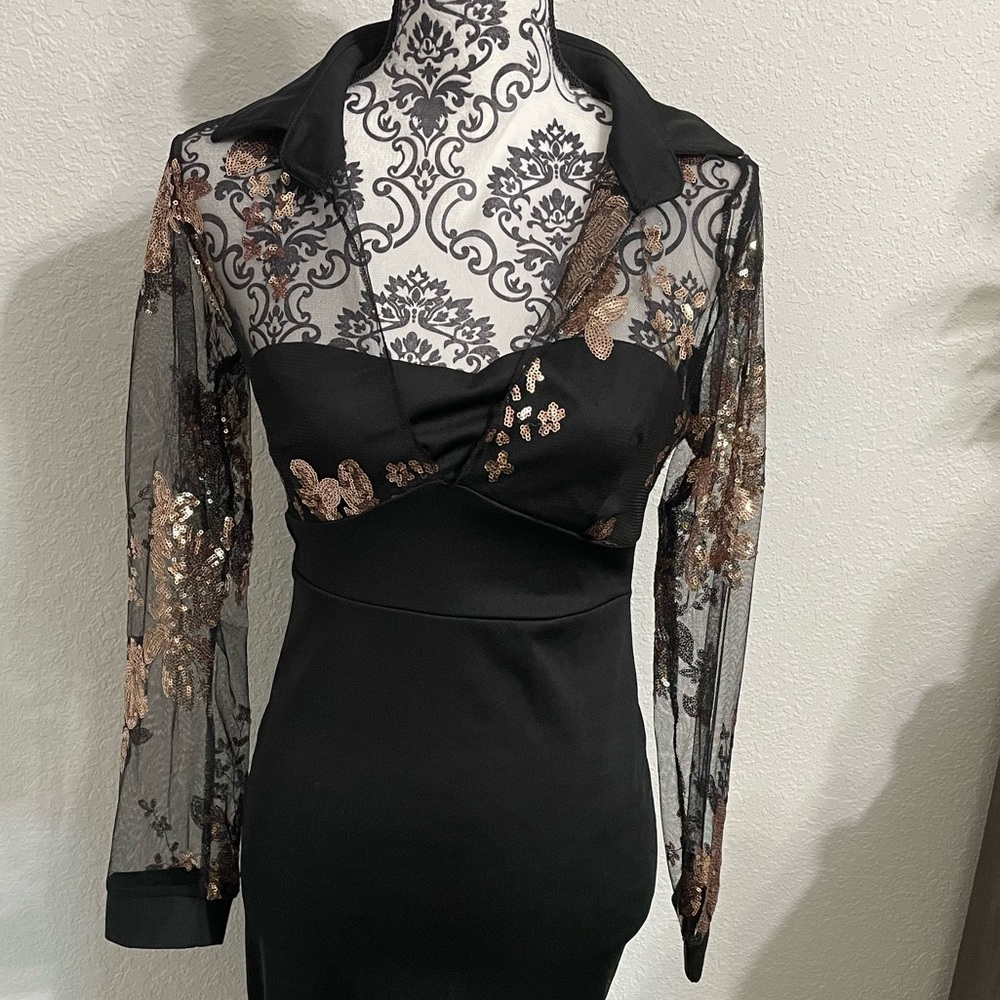 VINTAGE☀️Black Copper Sequins‎ Dress